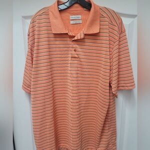 Tehama Hangem Dry Moisture Management Orange Stripe Golf Shirt Size XL